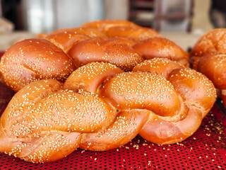 Fresh baked Challah for sale at the local city market