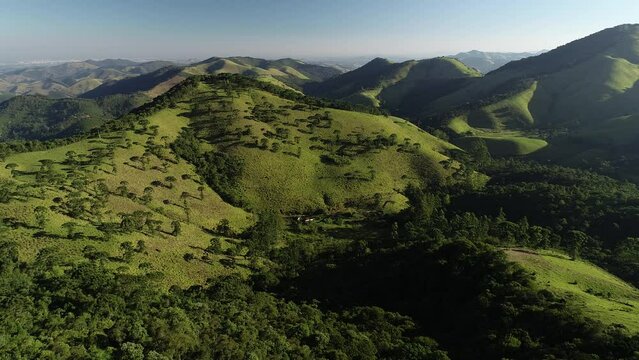 Aerial view of mountains in Serra da Mantiqueira, near S&atilde;o Francisco Xavier - S&atilde;o Jos&eacute; dos Campos, S&atilde;o Paulo, Brazil