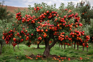 Fototapeta premium plum in the middle of the tree garden professional photography