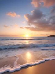 Sunset Sea Beach Landscape Art