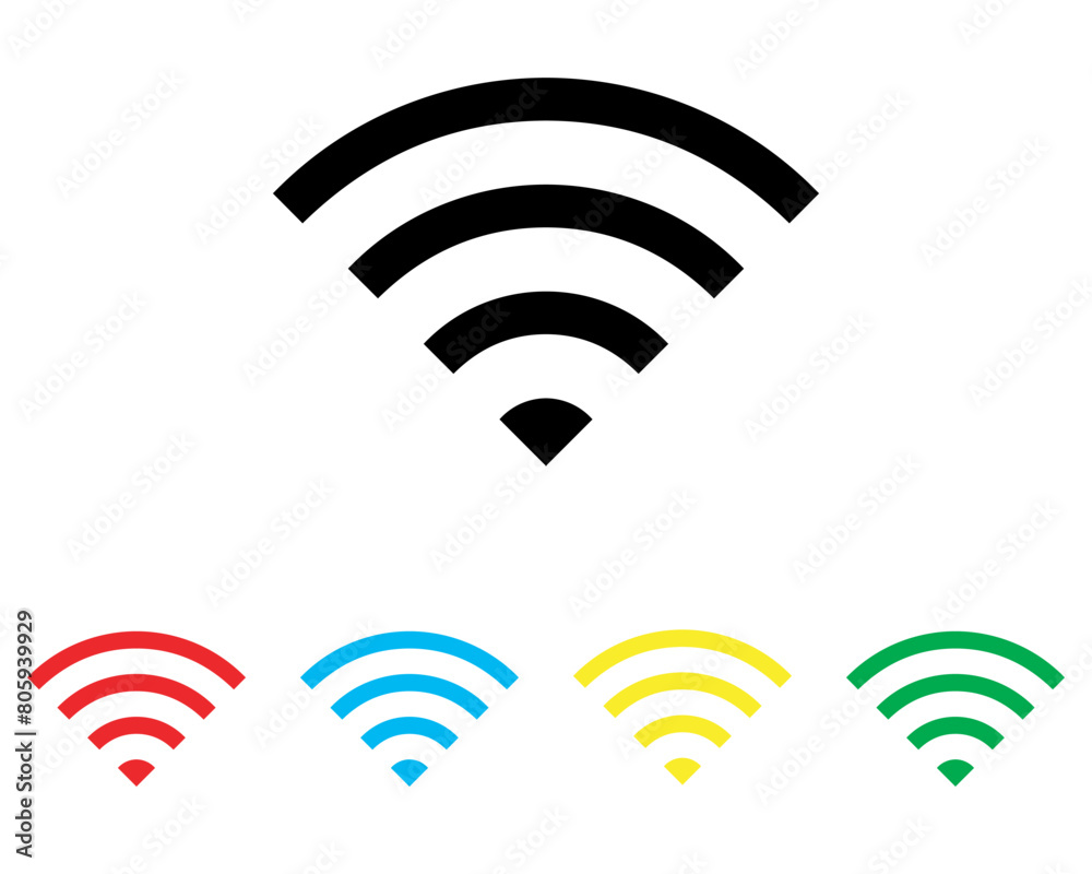Fototapete Wi Fi icon vector. Wireless icon sign symbol in trendy flat style. Set elements in colored icons. Wifi vector icon illustration isolated on white background