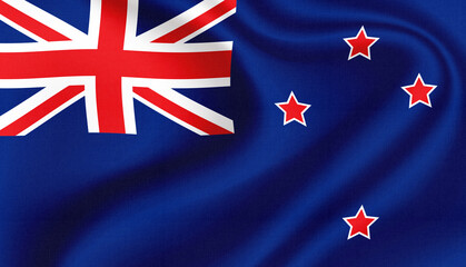 New Zealand national flag in the wind illustration image