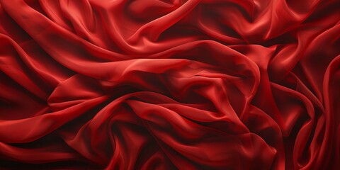 Obraz premium Red Textile with Wrinkles and Folds. Colorful Luxury Surface Background.