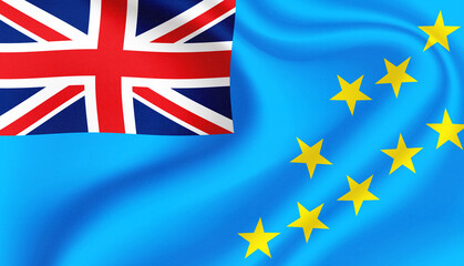 Tuvalu national flag in the wind illustration image