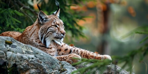 Obraz premium Iberian Lynx in Natural Habitat looking away