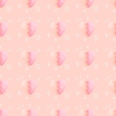 Valentine heart seamless pattern on pink background