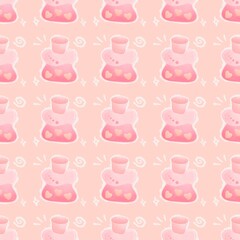 Valentine bottle seamless pattern on pink background