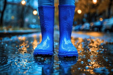 puddles and splash with rain boots professional photography