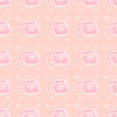 Valentine calendar seamless pattern on pink background