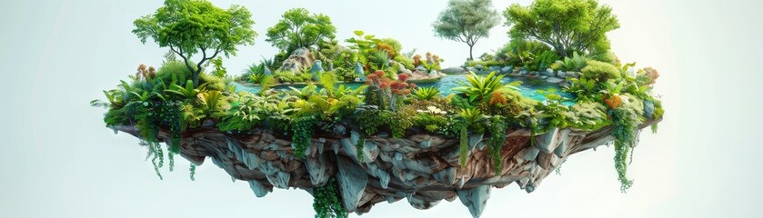 Fototapeta premium A lush green island with a body of water in the middle