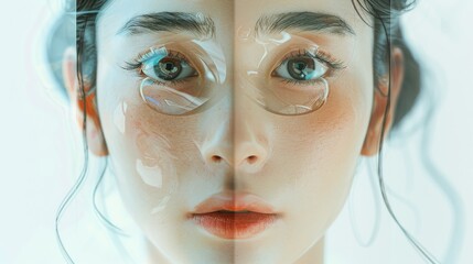 A woman's face is shown in two different ways