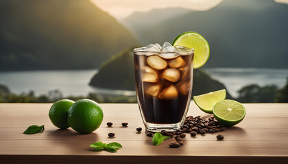 Ai generative black coffee honeyed lime suitable for use as images in designs.