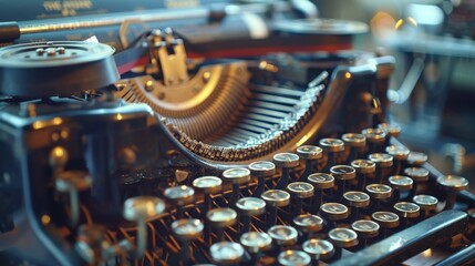 Detailed close-up of vintage typewriter keys and mechanics