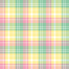 Seamless pattern in fantastic pink, yellow, green and white colors for plaid, fabric, textile, clothes, tablecloth and other things. Vector image.