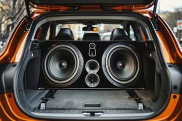 Obraz premium Powerful custom audio system in the car