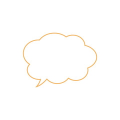 シンプルな黄色雲形吹き出し_左向き単品