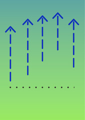 Background with arrows indicate process the graph up and down (success or failure) in marketing management progress. Perceptive art with different illustration such as apartment and condominium.