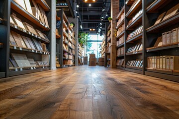 Sale of wood laminated flooring in store