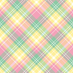 Seamless pattern in fantastic pink, yellow, green and white colors for plaid, fabric, textile, clothes, tablecloth and other things. Vector image. 2