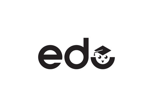 letter edu with owl logo. monogram smart education symbol vector design