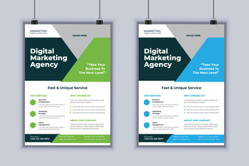 Digital marketing agency corporate flyer design vector template