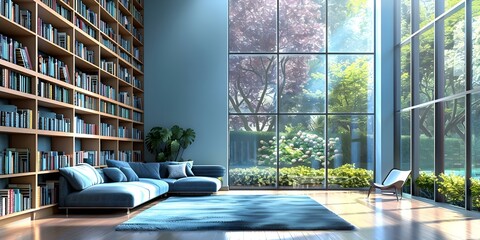 Cozy Home Library with Floor Heating. Concept Home Decor, Interior Design, Reading Nook, Comfortable Space, Floor Heating