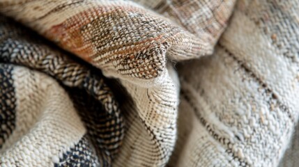 Close-up of woven linen, natural fibers, subtle variations in color