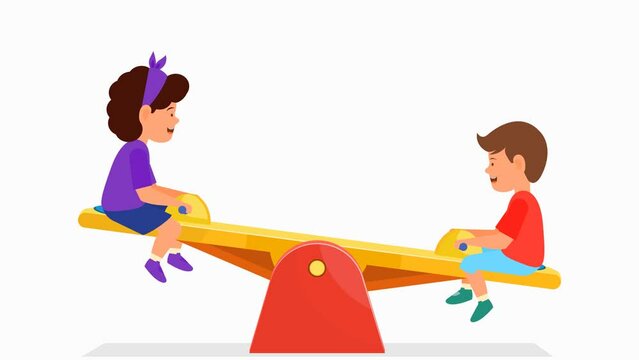 kids having fun on seesaw at playground