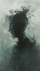 Fototapeta premium Delve into the profound sense of alienation through a blurred background, symbolizing a disconnected mind Utilize a muted color palette with subtle hints of conflicting emotions