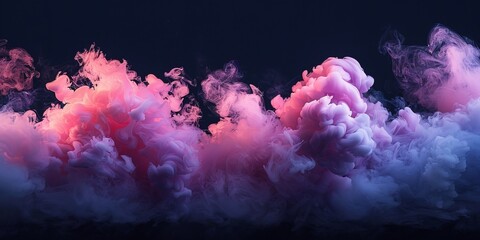 Fototapeta premium magenta and pink fluffy pastel ink smoke cloud against black background