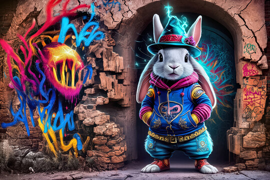 Magical graffiti Rabbit and monster encounter
