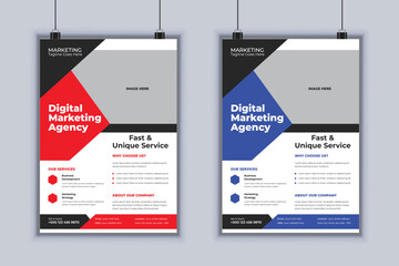 Digital marketing agency corporate flyer design vector template