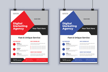 Digital marketing agency corporate flyer design vector template