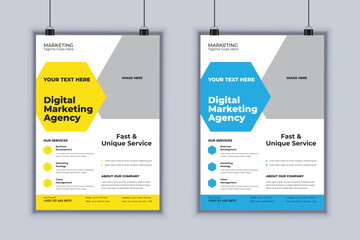 Digital marketing agency corporate flyer design vector template