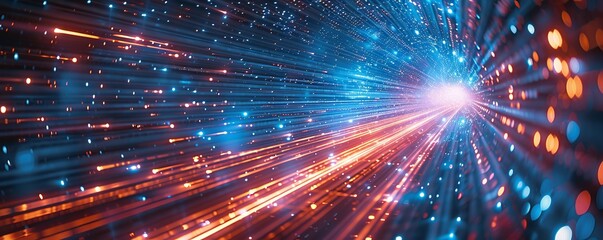 Abstract technology background of high speed global data transfer, ultra fast broadband and connection, digital cyber tech motion