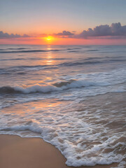 Fototapeta premium Sunset Sea Beach Landscape Art