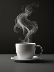Realistic coffee cup with smoke white background