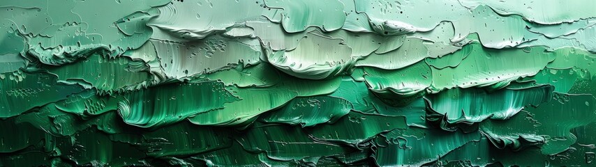 Obraz premium Dynamic abstract background with a mixture of green and gray oil paint strokes, can be utilized for printed materials such as brochures, flyers, and business cards.