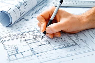A architect sketches out plans for a new building, vision and creativity guiding their hand.