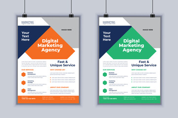 Digital marketing agency corporate flyer design vector template
