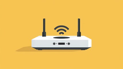 white wireless wi fi router with black antennae. simple flat vector illustration - obrazy, fototapety, plakaty