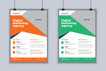 Digital marketing agency corporate flyer design vector template