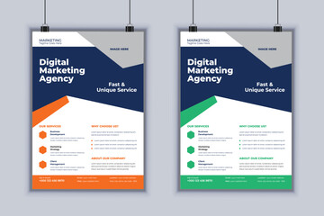 Digital marketing agency corporate flyer design vector template