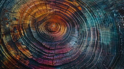 Tree rings texture, transformed into swirling galaxies, cosmic colors