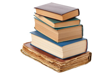A Pile of books is isolated in a transparent background. Books PNG Generative AI