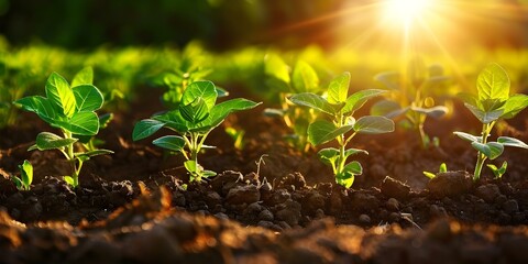 Sprouting New Growth: Carbon Removal and Water Conservation in a Fertile Field. Concept Agriculture Innovation, Sustainable Practices, Climate Change Solutions, Environmental Conservation