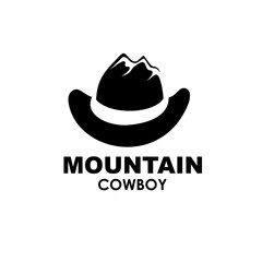 mountain cowboy logo design concept 