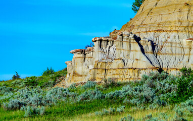 Colored layered erosion geological formations, sedimentary rock erosion, Theodore Roosevelt...