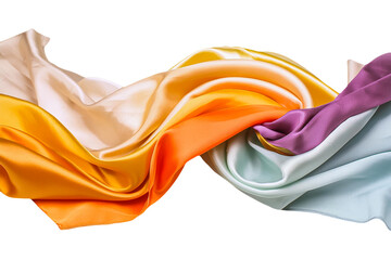 Silky flying colourful fabric is isolated in a transparent background. Fabric PNG Generative AI