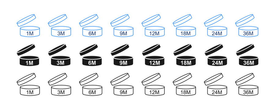 Pao icons set. Pao signs. Shelf life. Open period use logo. Vector illustration